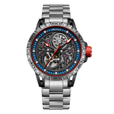 OBLVLO LMS Affordable Luxury Skeleton Automatic Mechanical Watches - Men's Watch with Rubber Bracelet or Leather Band